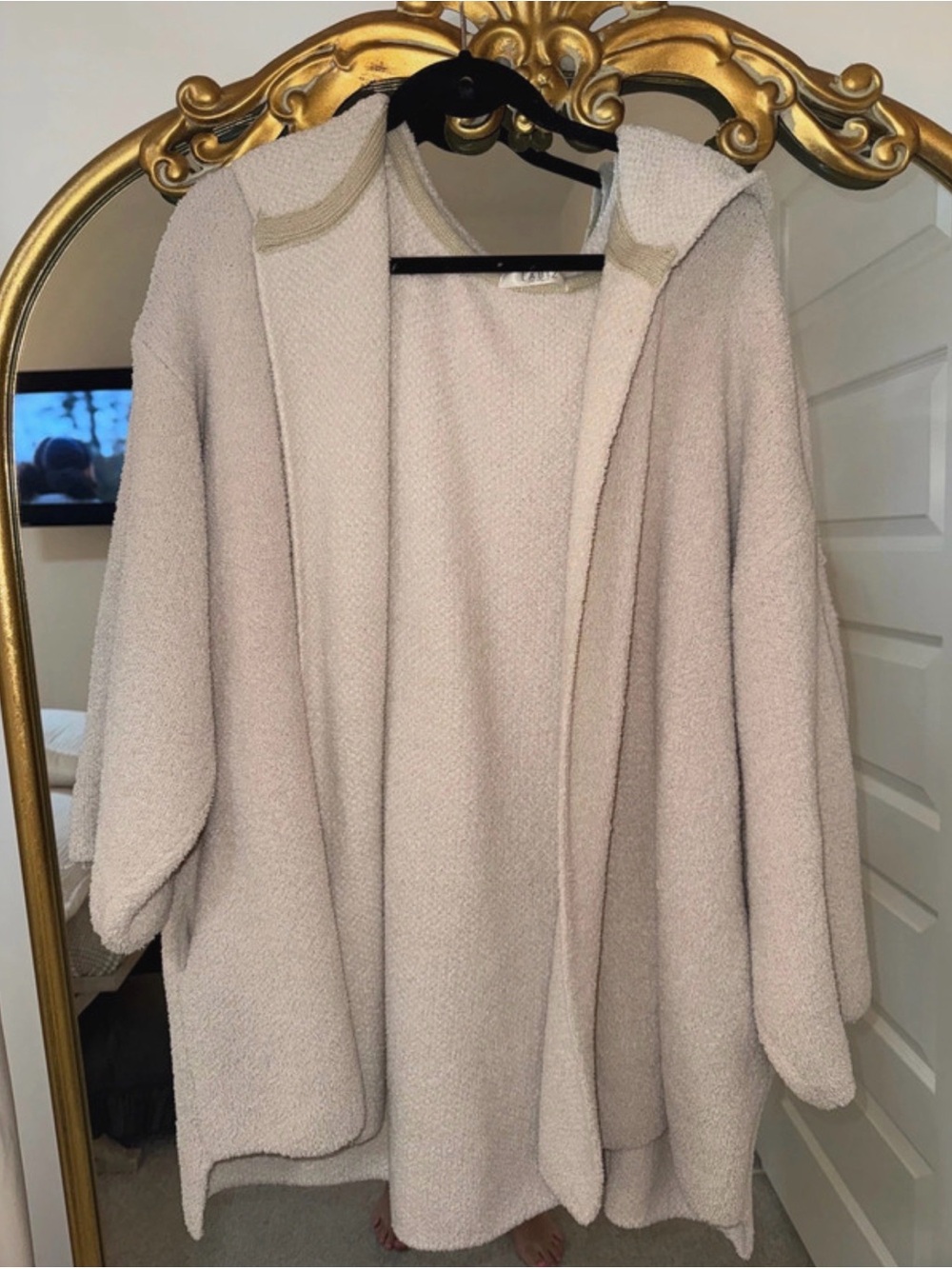 Relaxed Hooded Women’s Cardigan Sweater - Cream